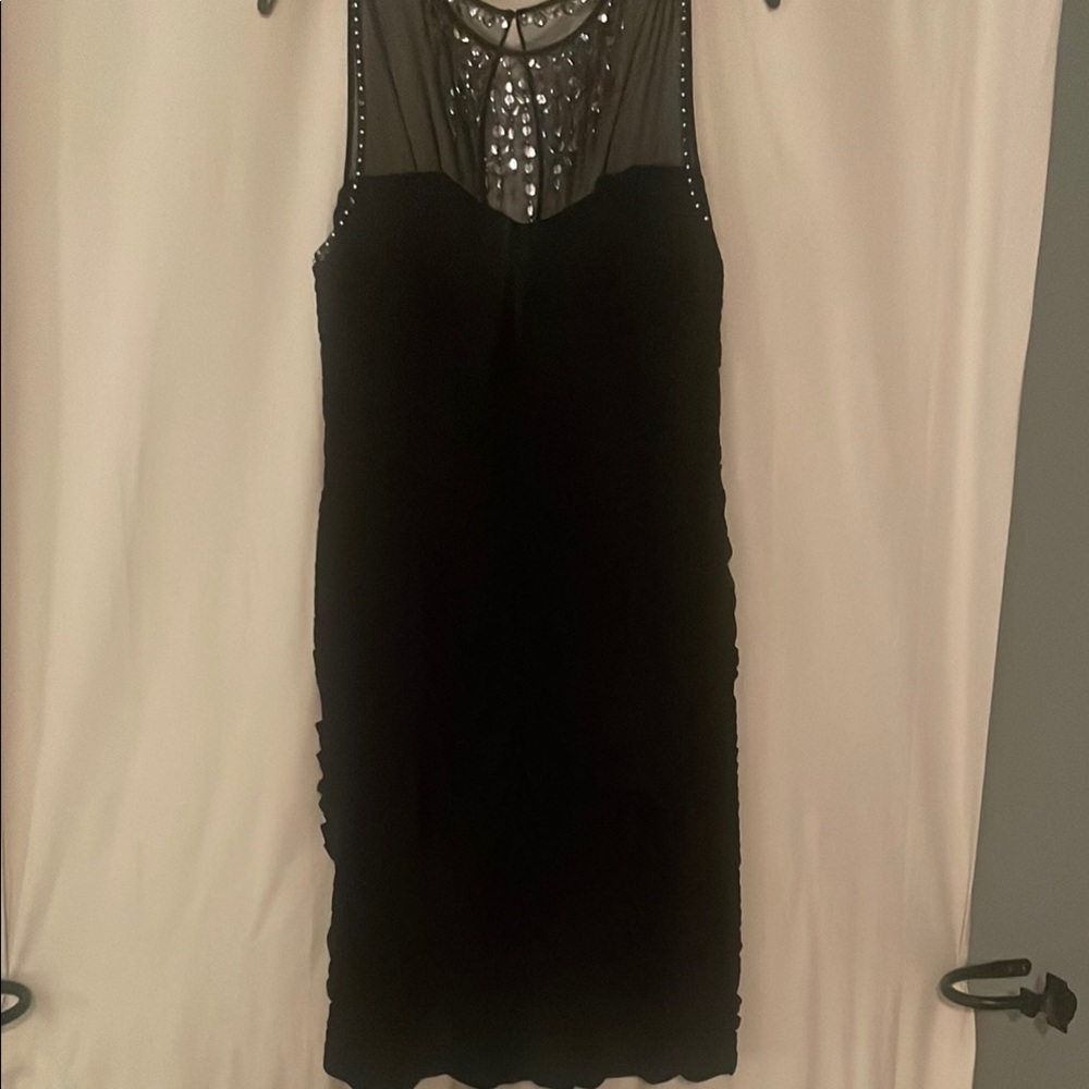 Adrianna Papell Black Embellished Halter Cocktail Dress - Picture 3 of 3
